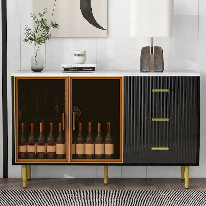 GEITIN Modern Sideboard Buffet Cabinet with Glass Doors
