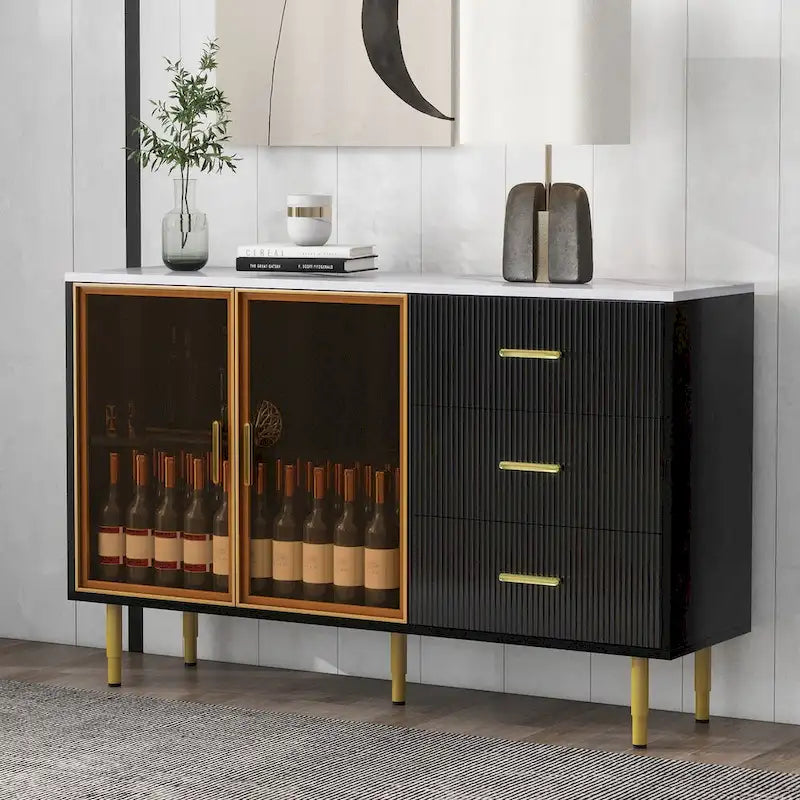 Buffet contemporain avec portes vitrées