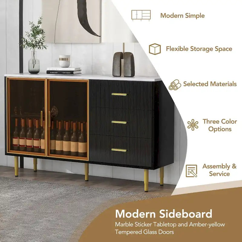 Buffet contemporain avec portes vitrées