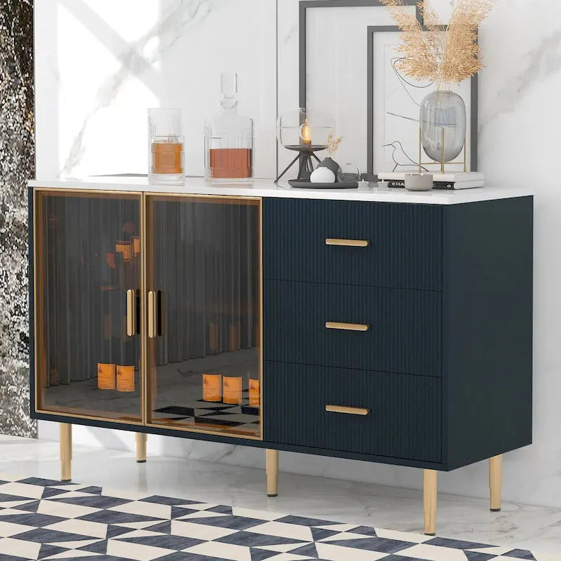 Buffet contemporain avec portes vitrées