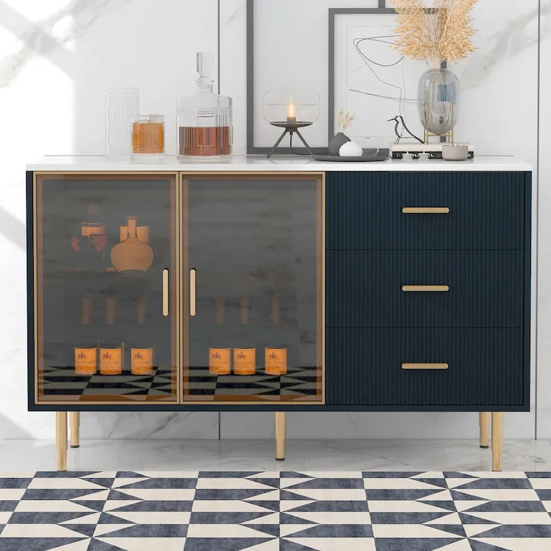 Buffet contemporain avec portes vitrées