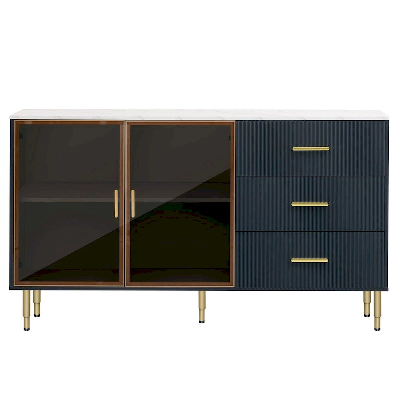 Buffet contemporain avec portes vitrées