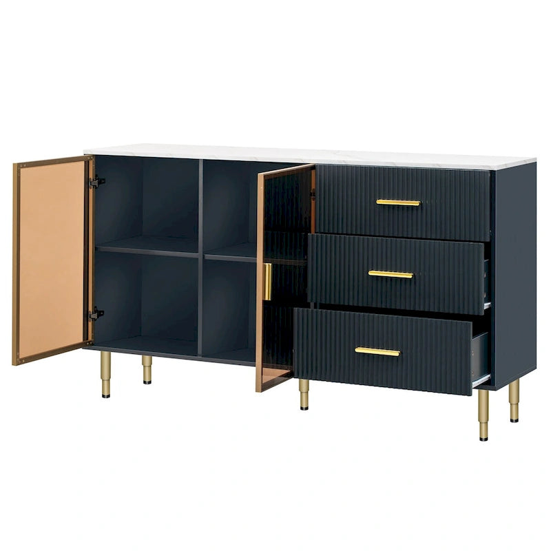 Buffet contemporain avec portes vitrées