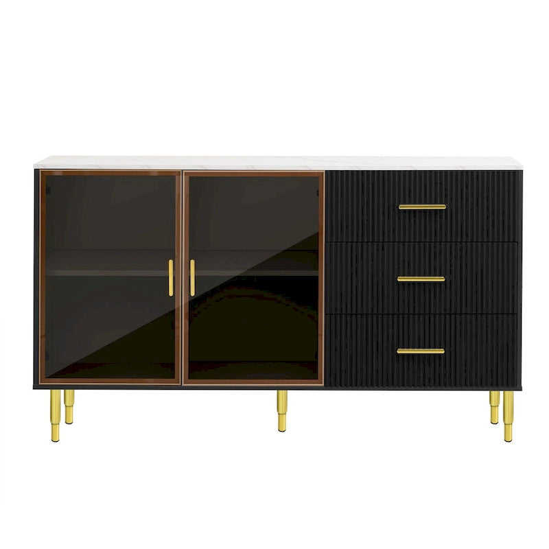 Buffet contemporain avec portes vitrées