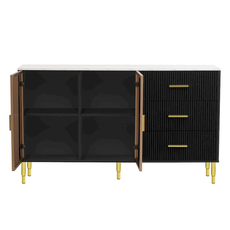 Buffet contemporain avec portes vitrées