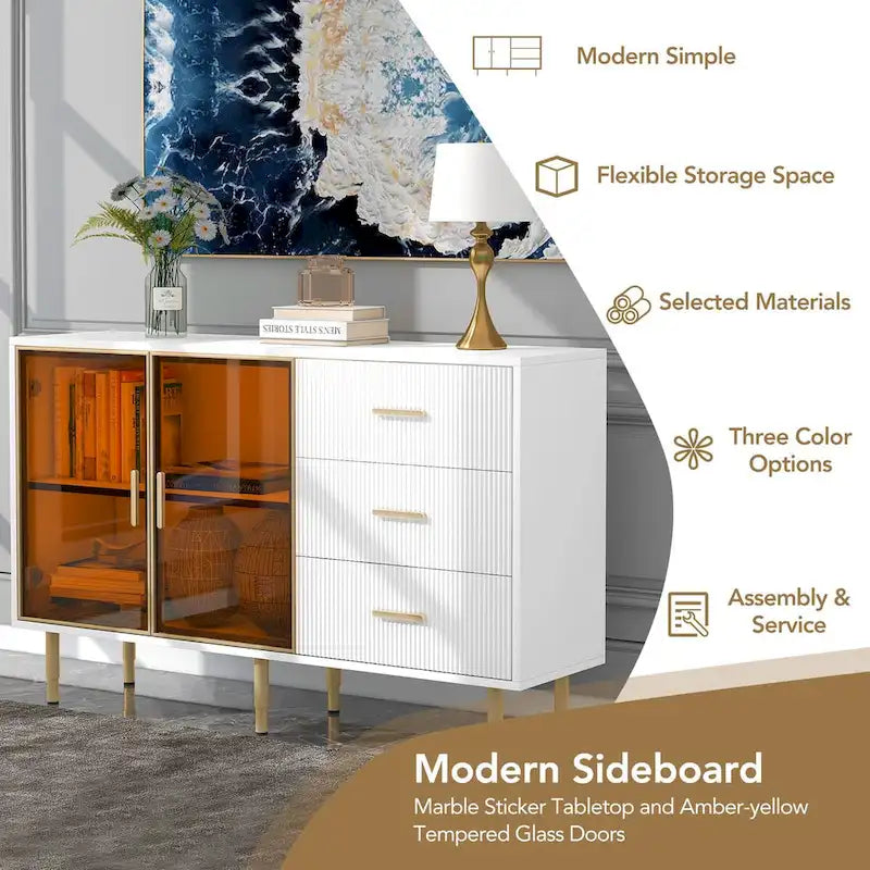 Buffet contemporain avec portes vitrées