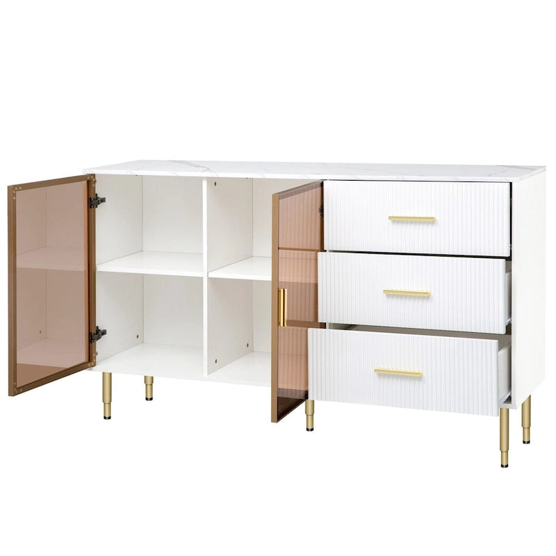 Buffet contemporain avec portes vitrées