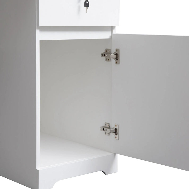 Credenza moderna bianca con contenitore, grande credenza scanalata con ripiani regolabili, mobile consolle decorativo