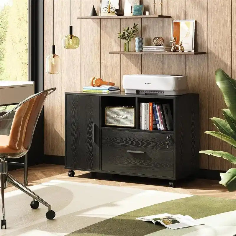 Houten laterale archiefkast met 1 lade - 15.8D x 36.6W x 25H