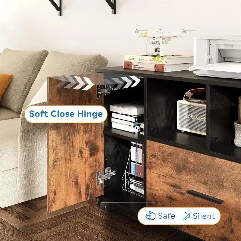 Houten laterale archiefkast met 1 lade - 15.8D x 36.6W x 25H