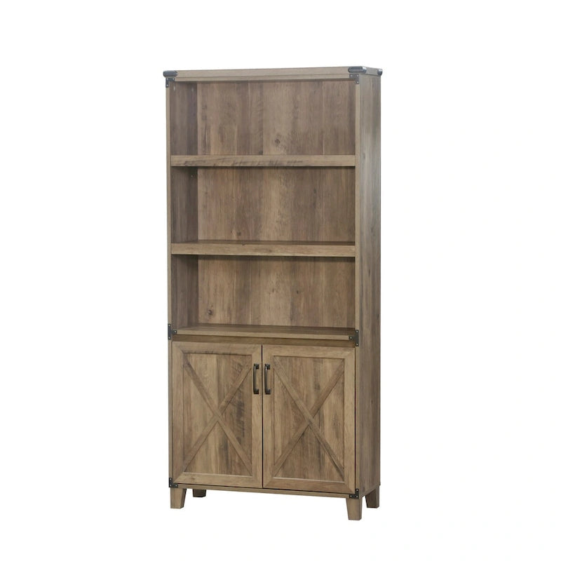 Libreria rustica in rovere stile rustico con 2 ante - 12W x 30.7D x 67.4H