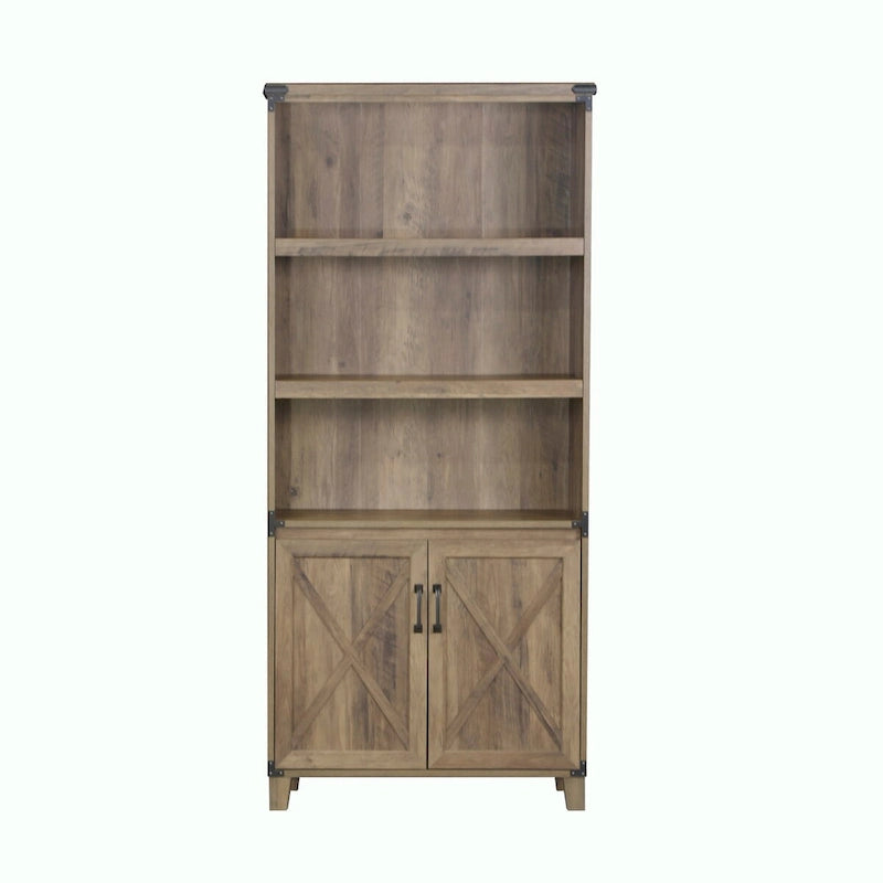 Libreria rustica in rovere stile rustico con 2 ante - 12W x 30.7D x 67.4H