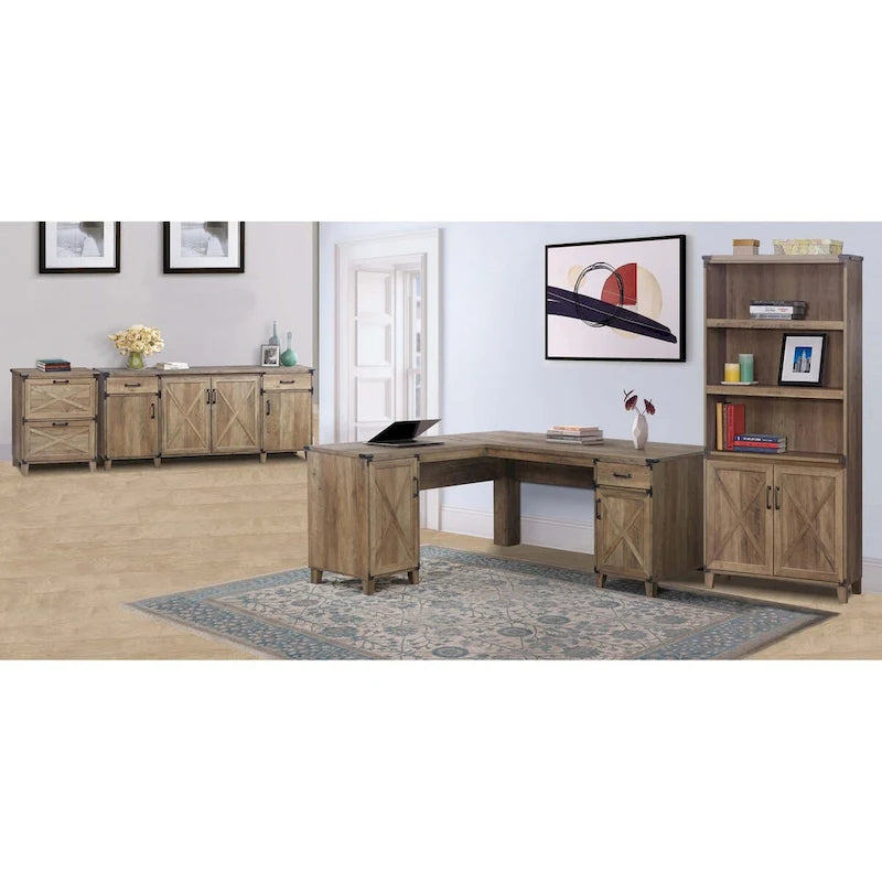 Libreria rustica in rovere stile rustico con 2 ante - 12W x 30.7D x 67.4H