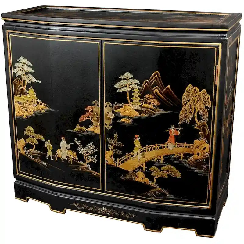 Armario japonés artesanal con frente inclinado - 32.00W x 13.00D x 30.00H