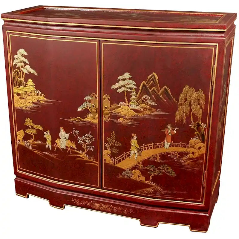 Armario japonés artesanal con frente inclinado - 32.00W x 13.00D x 30.00H