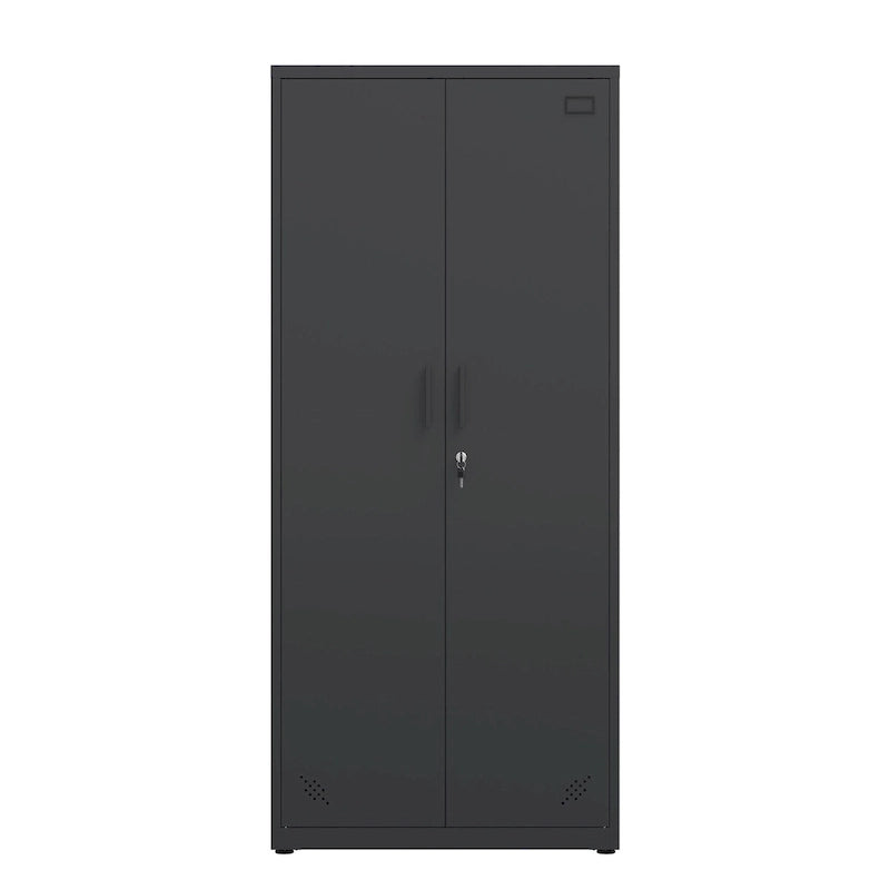 Armario metálico de almacenamiento con 2 puertas y estantes ajustables, archivador alto con cerradura para oficina en casa, garaje o despensa de cocina