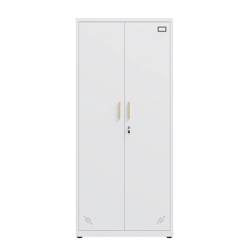 Armario metálico de almacenamiento con 2 puertas y estantes ajustables, archivador alto con cerradura para oficina en casa, garaje o despensa de cocina