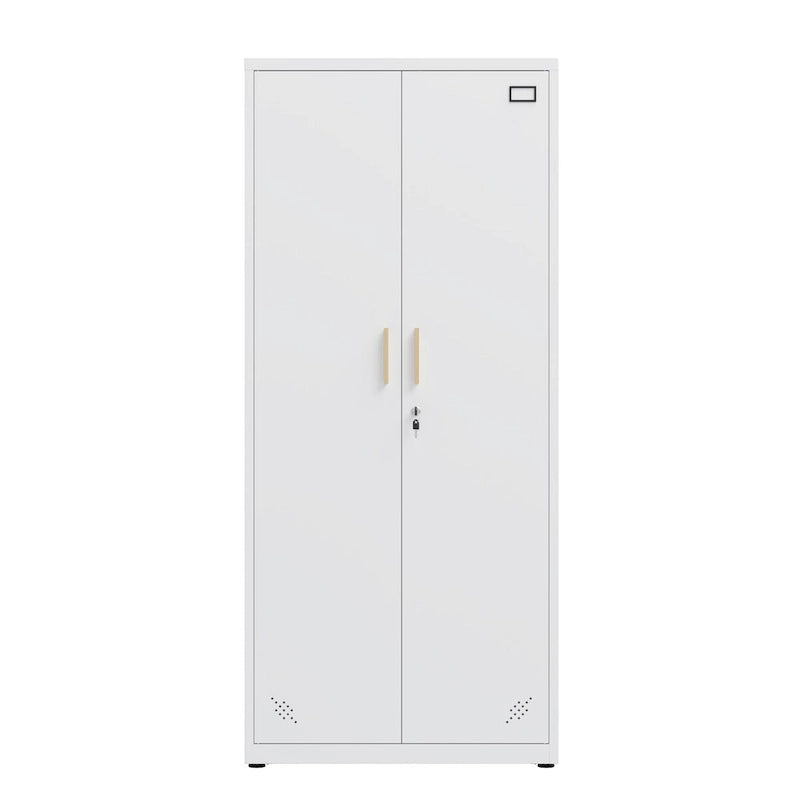 Armario metálico de almacenamiento con 2 puertas y estantes ajustables, archivador alto con cerradura para oficina en casa, garaje o despensa de cocina