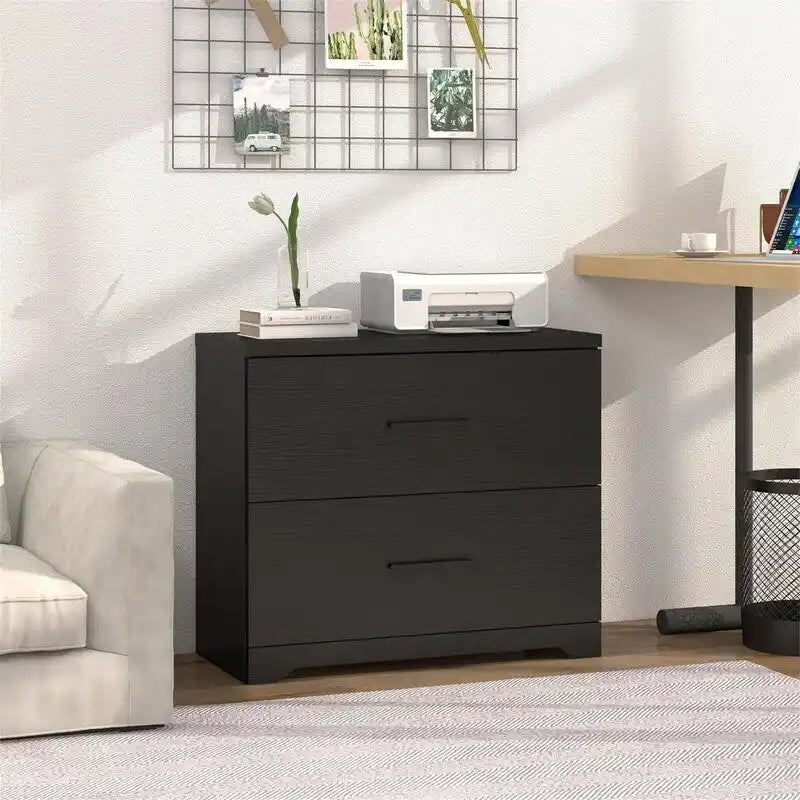 Archivador lateral de madera con 2 cajones - 27.17D x 33.86W x 29.33H