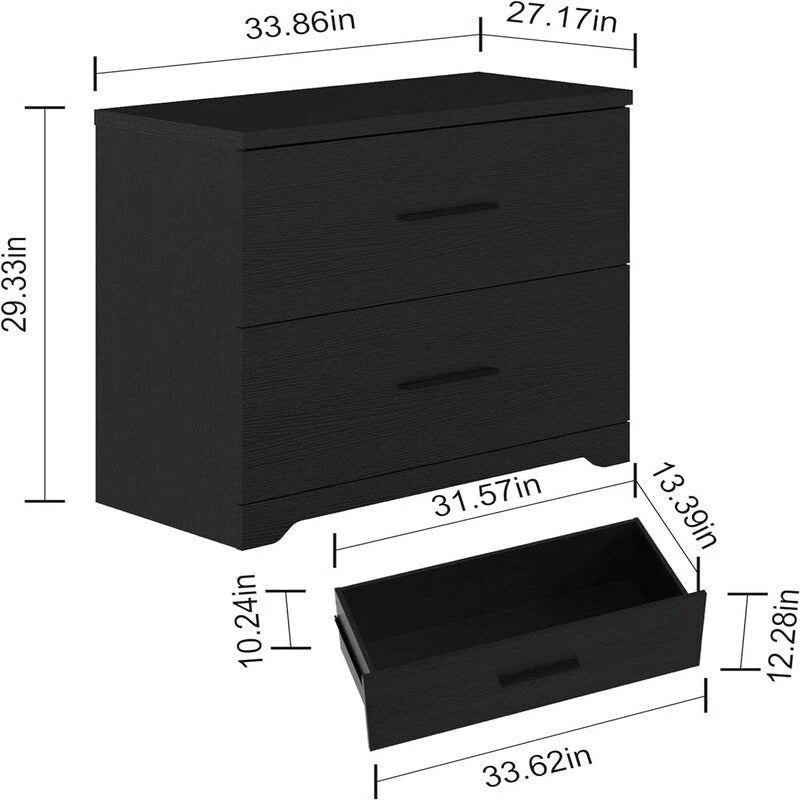 Holzhängeregistraturschrank mit 2 Schubladen - 27.17D x 33.86W x 29.33H