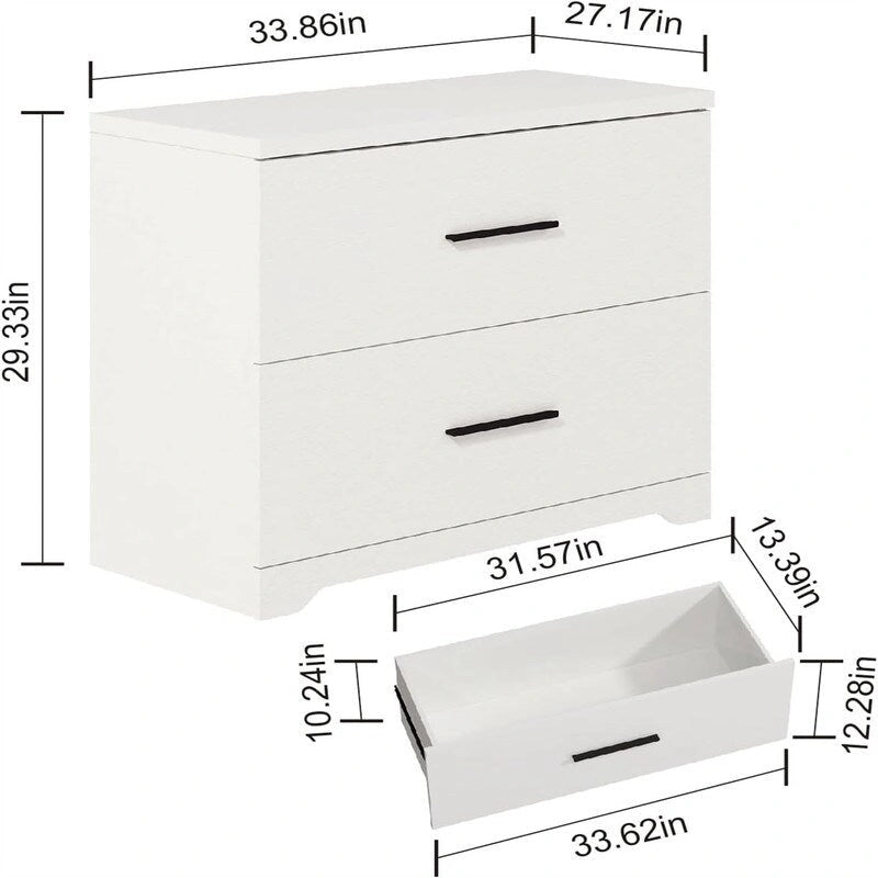 Holzhängeregistraturschrank mit 2 Schubladen - 27.17D x 33.86W x 29.33H