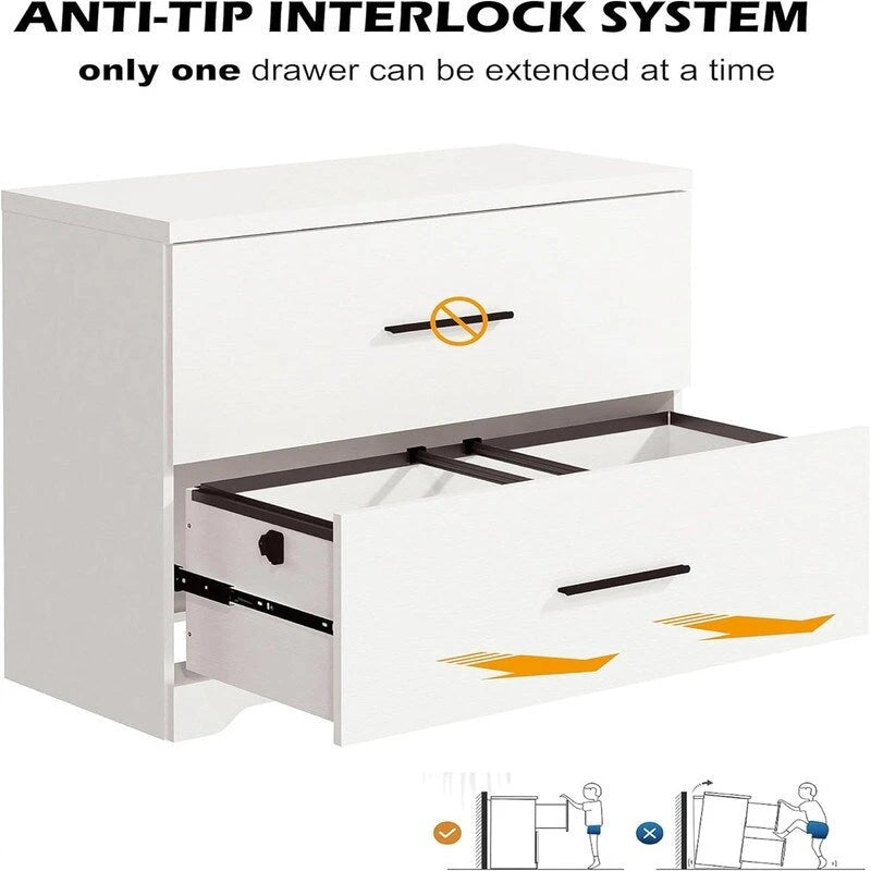 Holzhängeregistraturschrank mit 2 Schubladen - 27.17D x 33.86W x 29.33H