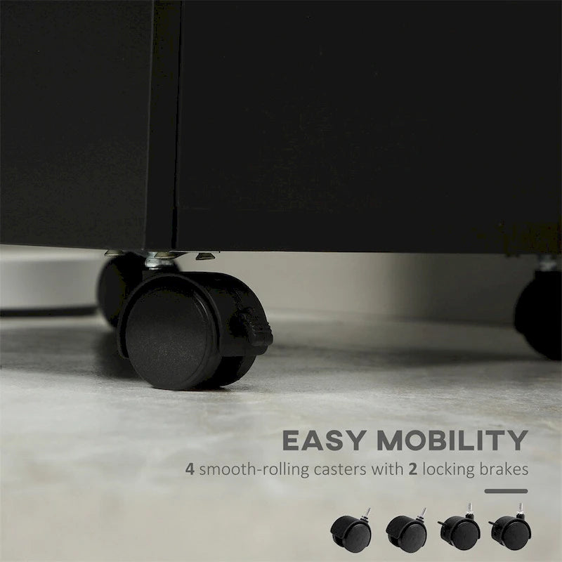 Mobile contenitore organizer mobile con cassetto e ruote, supporto per stampante