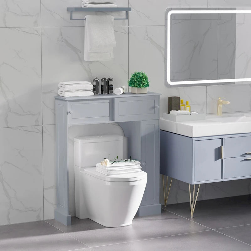 kleankin Over the Toilet Bathroom Cabinet,Toilet Rack, Space Saver, Gray
