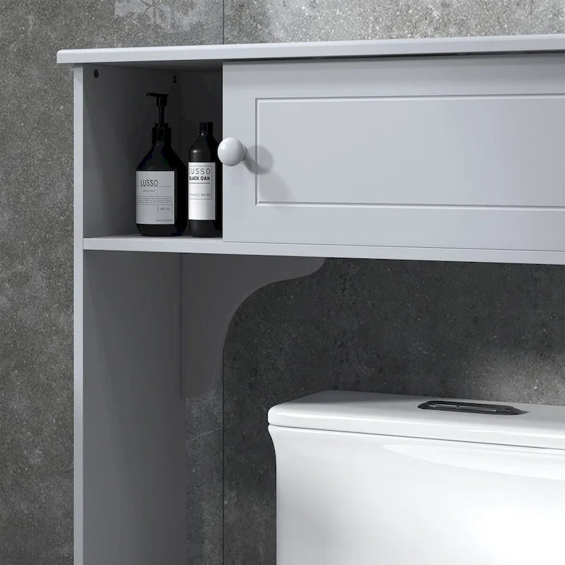 Armario de baño sobre el inodoro, ahorrador de espacio, gris
