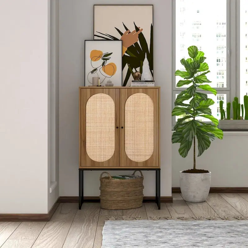 Armario alto independiente con estante ajustable para sala de estar, dormitorio o pasillo - 26.78 x 15.75 x 41.23H