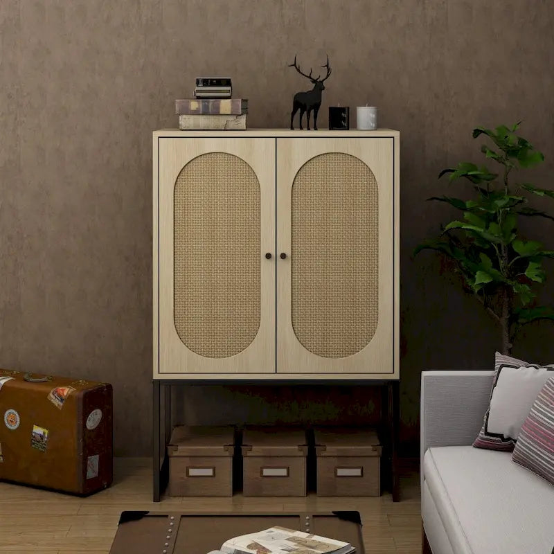 Armario alto independiente con estante ajustable para sala de estar, dormitorio o pasillo - 26.78 x 15.75 x 41.23H