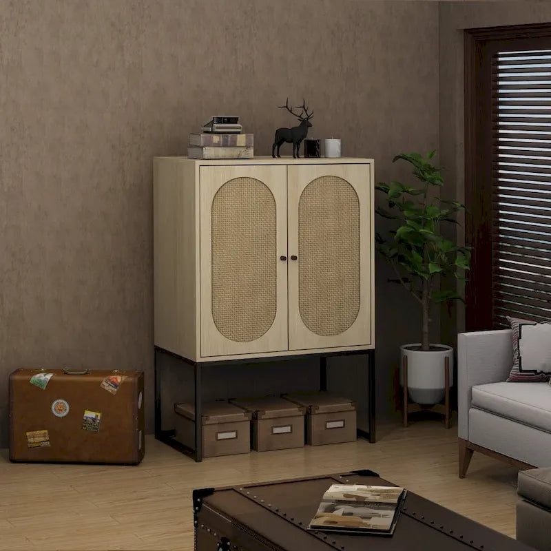 Hoher freistehender Schrank mit verstellbarem Einlegeboden für Wohnzimmer, Schlafzimmer und Flur - 26.78 x 15.75 x 41.23H