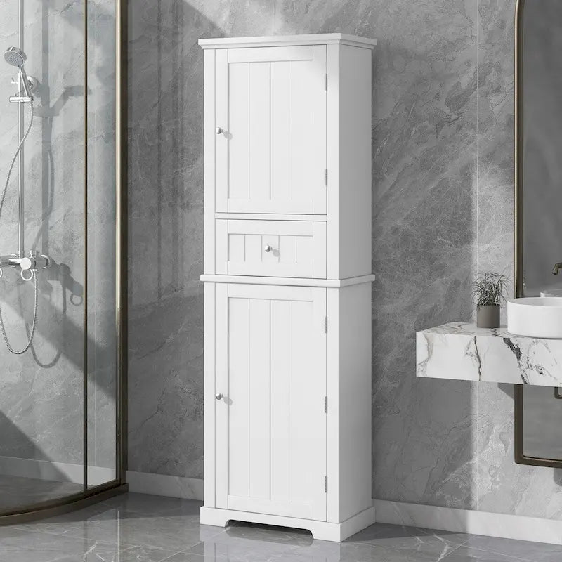 67 hoher Badezimmer-Holzschrank mit 2 Türen, Schublade und verstellbarem Einlegeboden