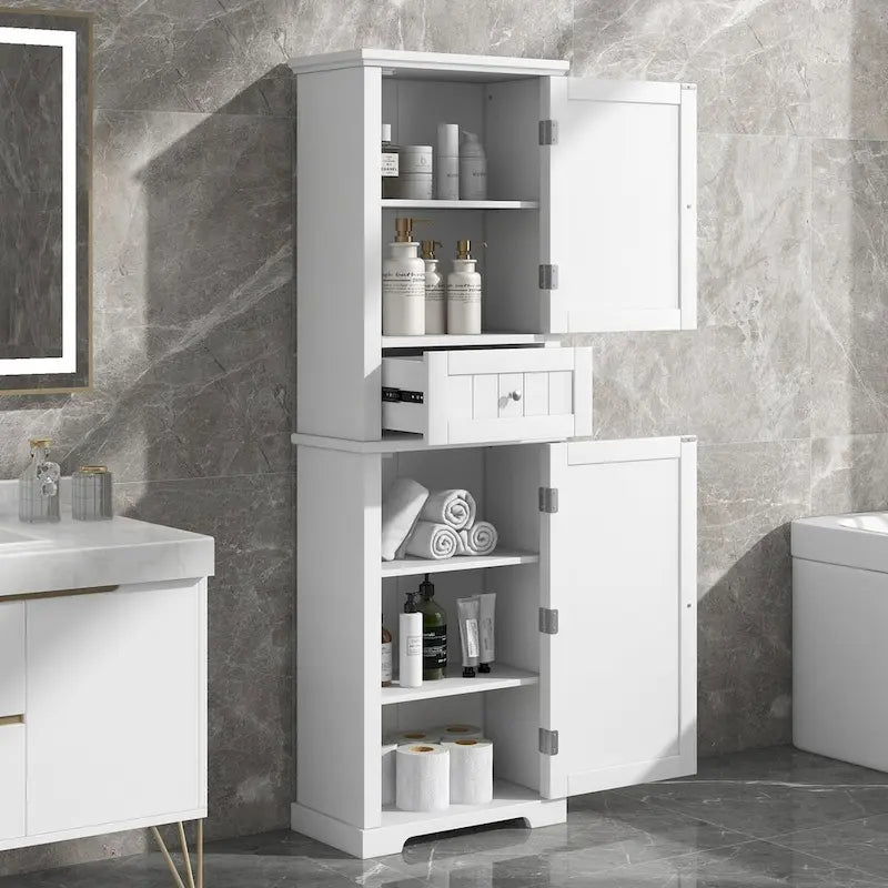 Mueble de baño alto de 67 con 2 puertas, de madera, con cajón y estante ajustable