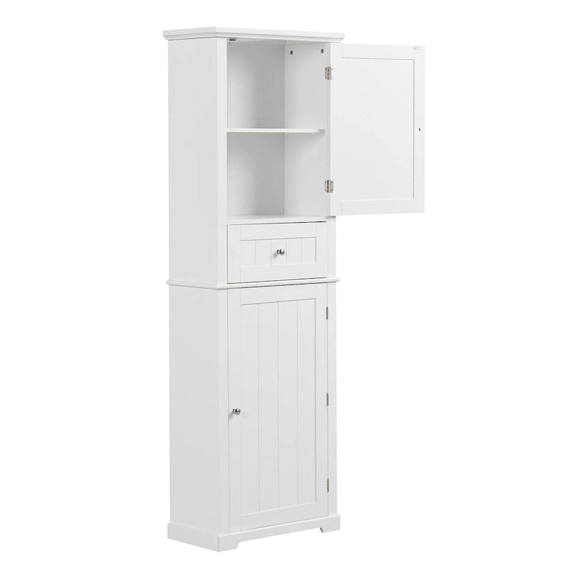 67 hoher Badezimmer-Holzschrank mit 2 Türen, Schublade und verstellbarem Einlegeboden
