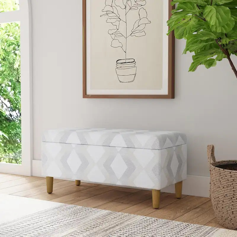 Storage Bench with Soft-Close Lid and Wood Legs