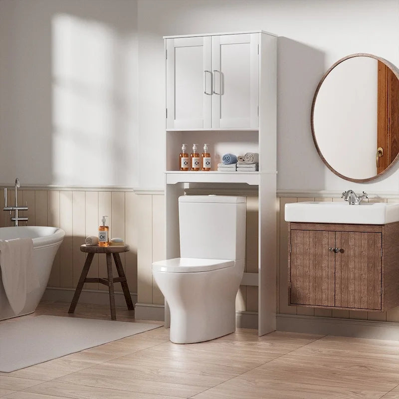 Armario de baño para colocar sobre el inodoro, con estantes ajustables