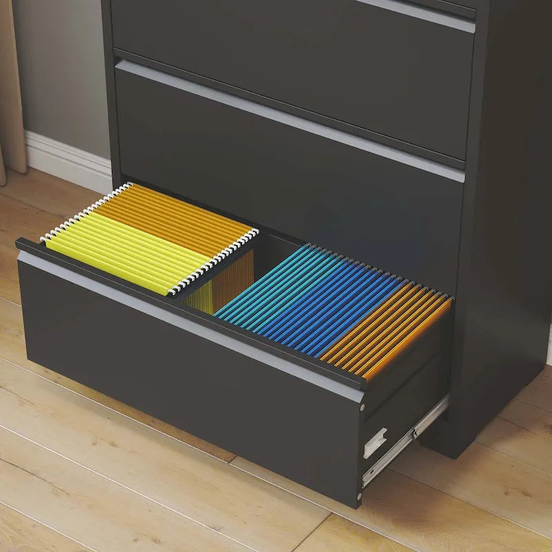 Classeur latéral métallique à 5 tiroirs, avec serrure, pour bureau à domicile, verrouillable