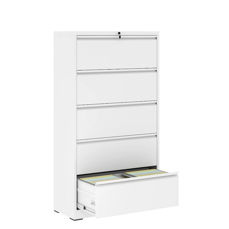 Classeur latéral métallique à 5 tiroirs, avec serrure, pour bureau à domicile, verrouillable