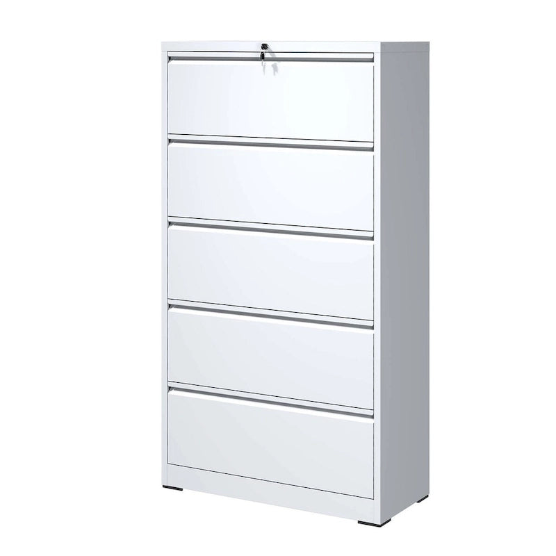 Classeur latéral métallique à 5 tiroirs, avec serrure, pour bureau à domicile, verrouillable